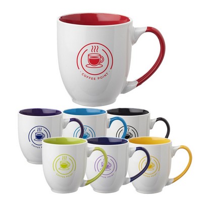 Two-Tone Bistro Style Ceramic Mug with Contrasting Handle,