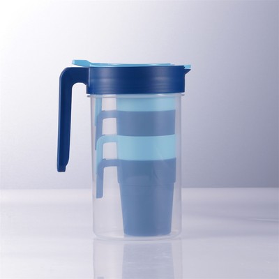 5-in-1 Portable 1.8L Plastic Water Mug Pitcher Set With Handle And Lid