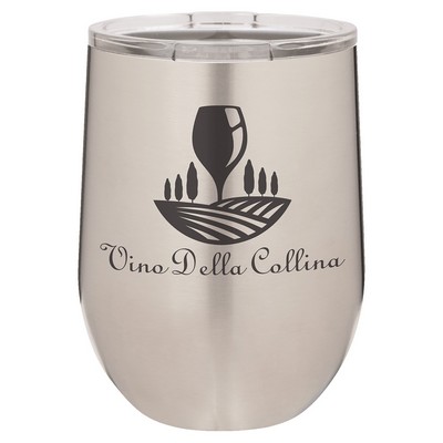 Stainless Steel Polar Camel™ 12 oz Stemless Wine Tumbler with a Clear Lid