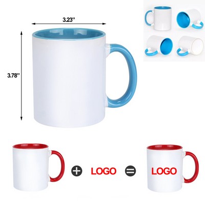 11oz Ceramic Coffee Mug With Colored Handle
