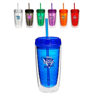 16 oz. Double Wall Acrylic Tumblers With Straw